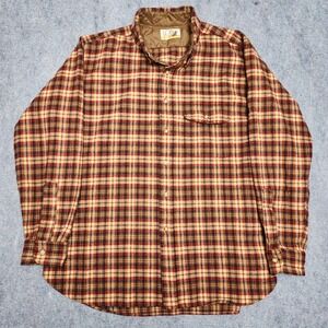 Vintage Lobo Pendleton 100% Wool Flannel Shirt XL Brown Plaid Outdoor 80s